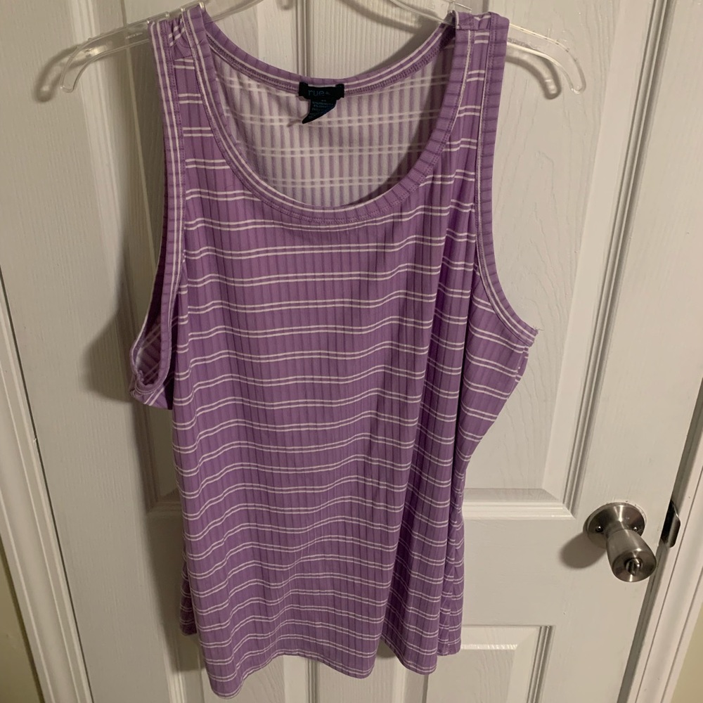 purple and white stripped tank